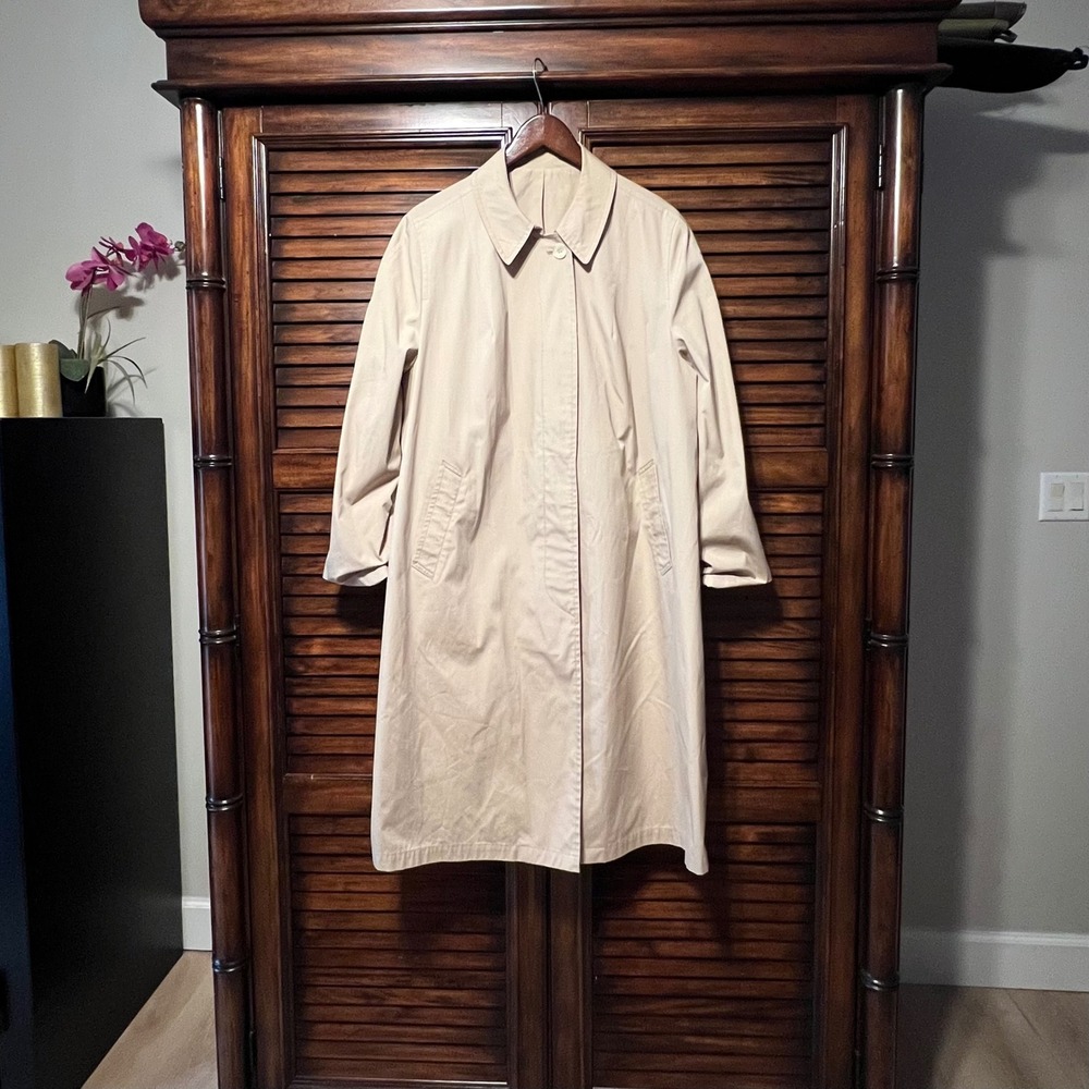 Vintage London Fog Maincoats Trench Coat Beige Calibre Cloth Women's XL 18.5